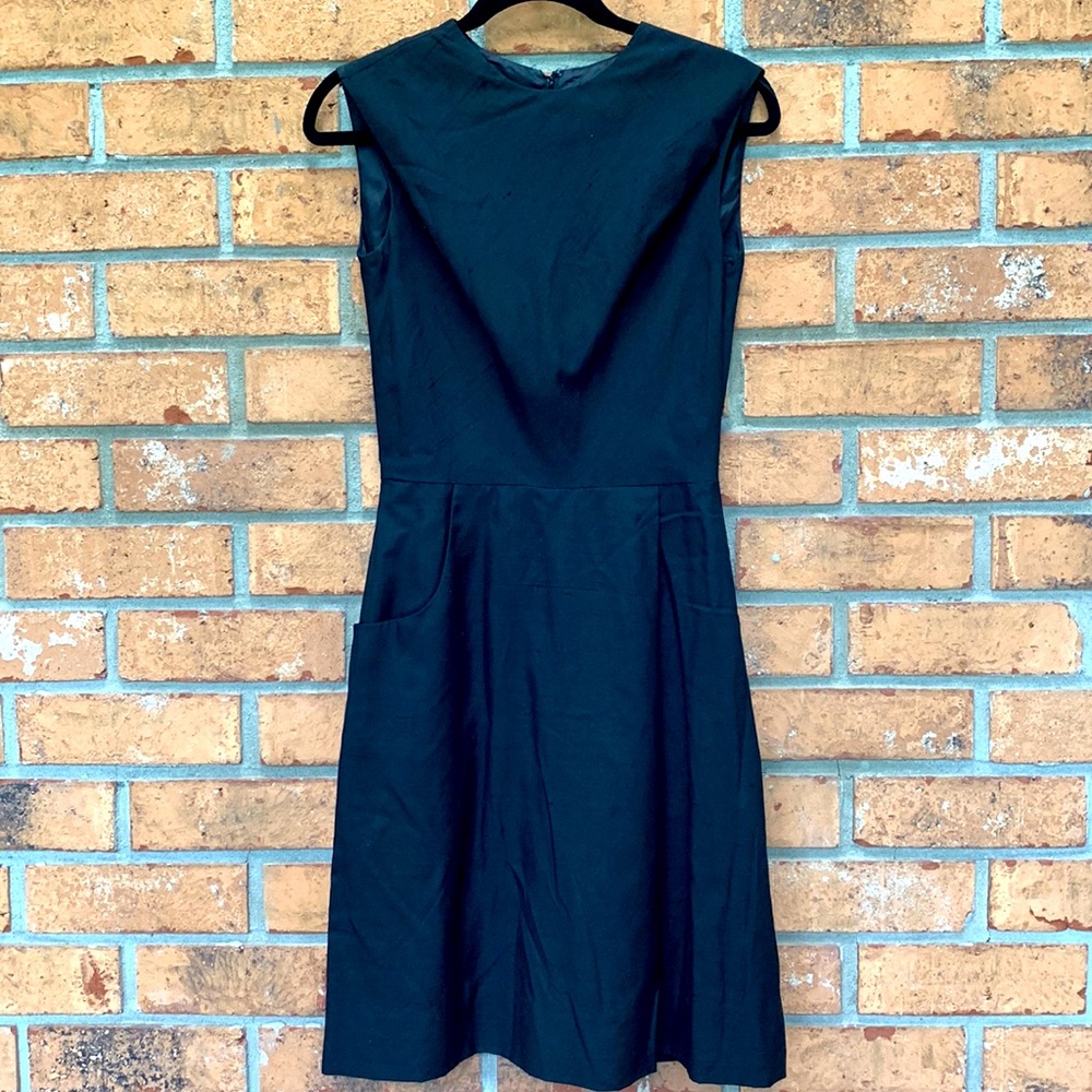 Vintage black raw silk dress Size 8 Size Medium Cocktail retro evening